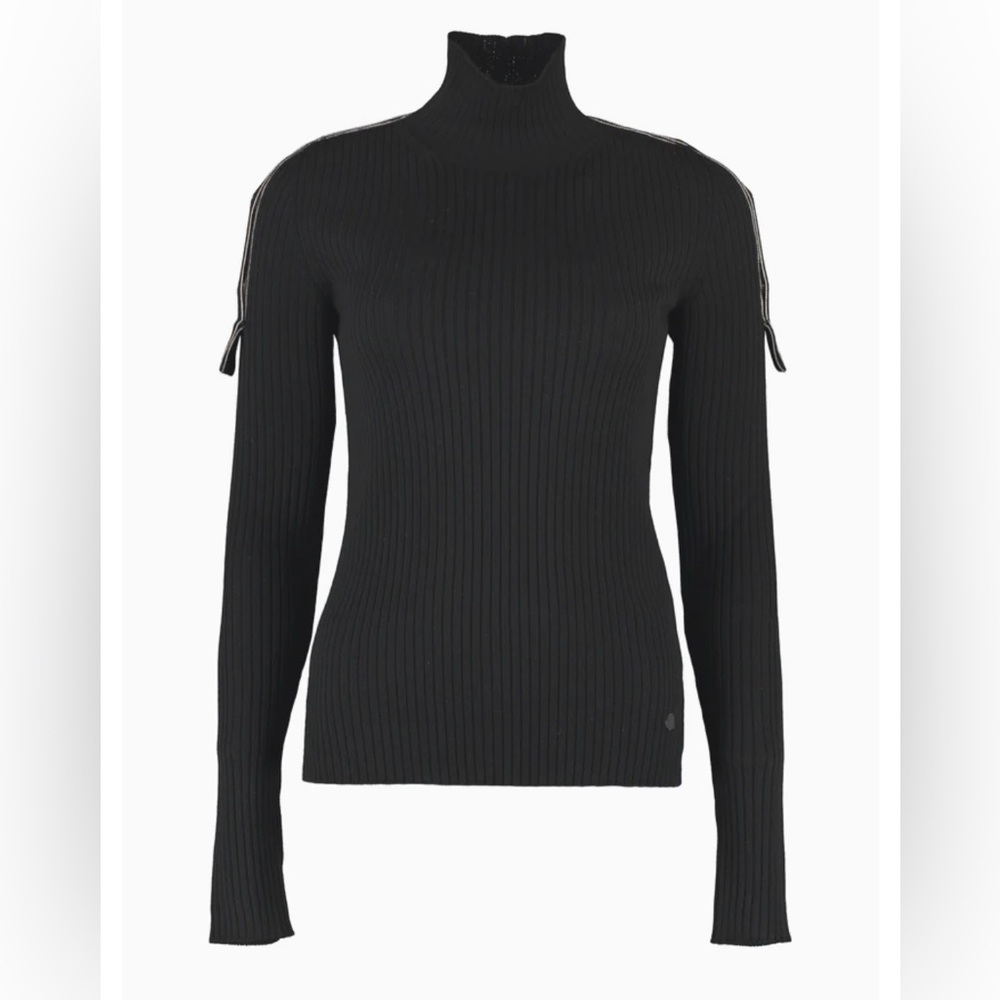 MONCLER 2 Moncler 1952 - Black Ribbed Wool Blend Turtleneck Sweater Size M